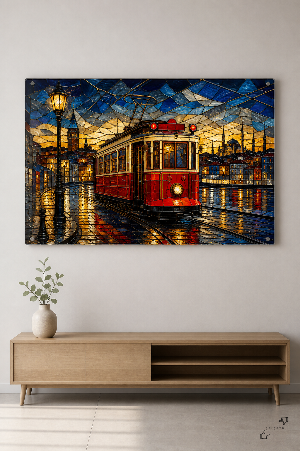 Kırmızı Tramvay — Cam Tablo — vitray cam tablo