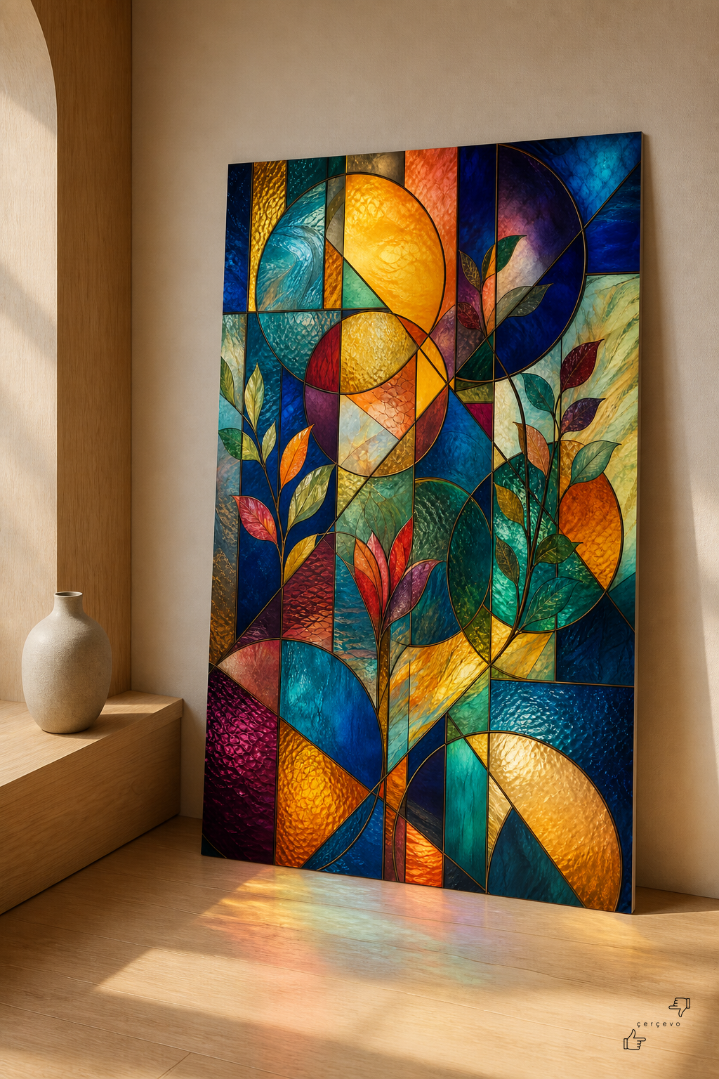 Geometrik Işık Bahçesi — vitray cam tablo