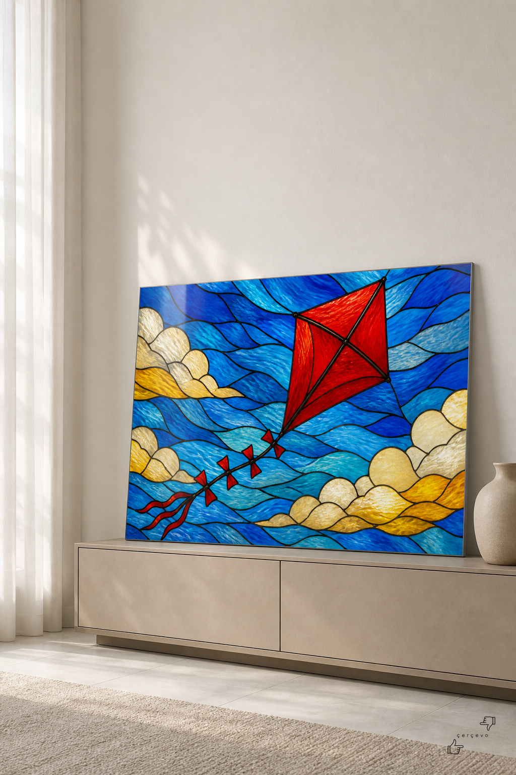 Kırmızı Uçurtma — Cam Tablo — vitray cam tablo