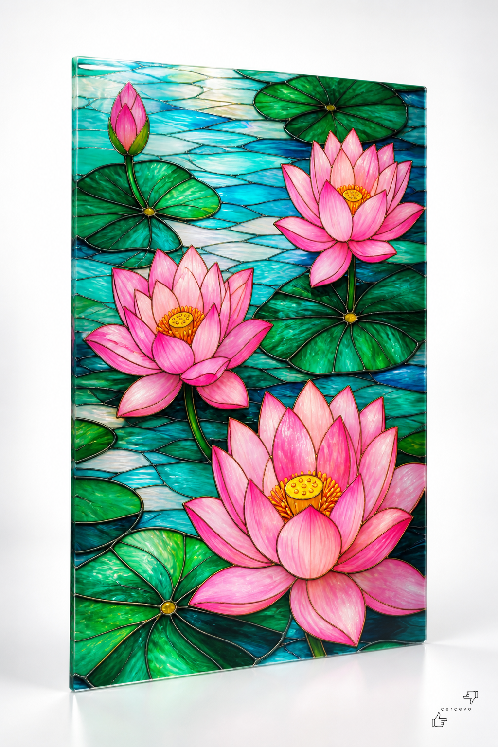 Pembe Lotus — vitray cam tablo
