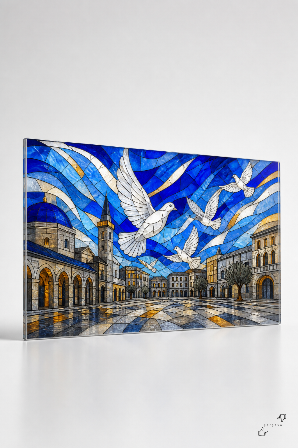 Güvercinler Meydanı — Cam Tablo — vitray cam tablo