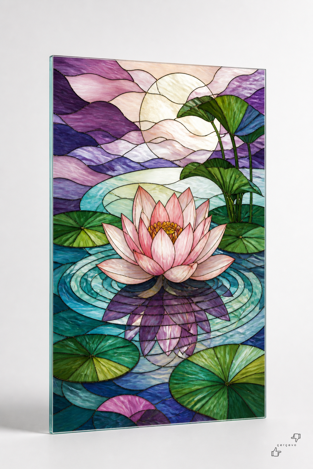 Lotus Sessizliği — vitray cam tablo