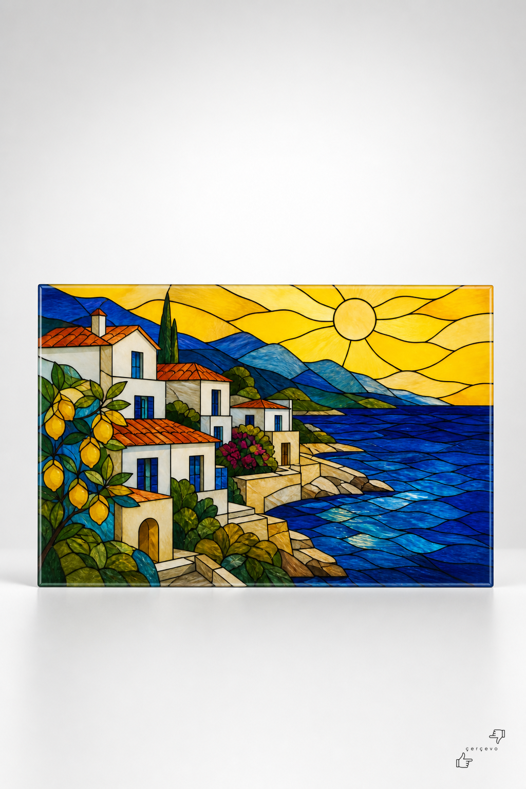 Kıyıdaki Evler — Cam Tablo — vitray cam tablo