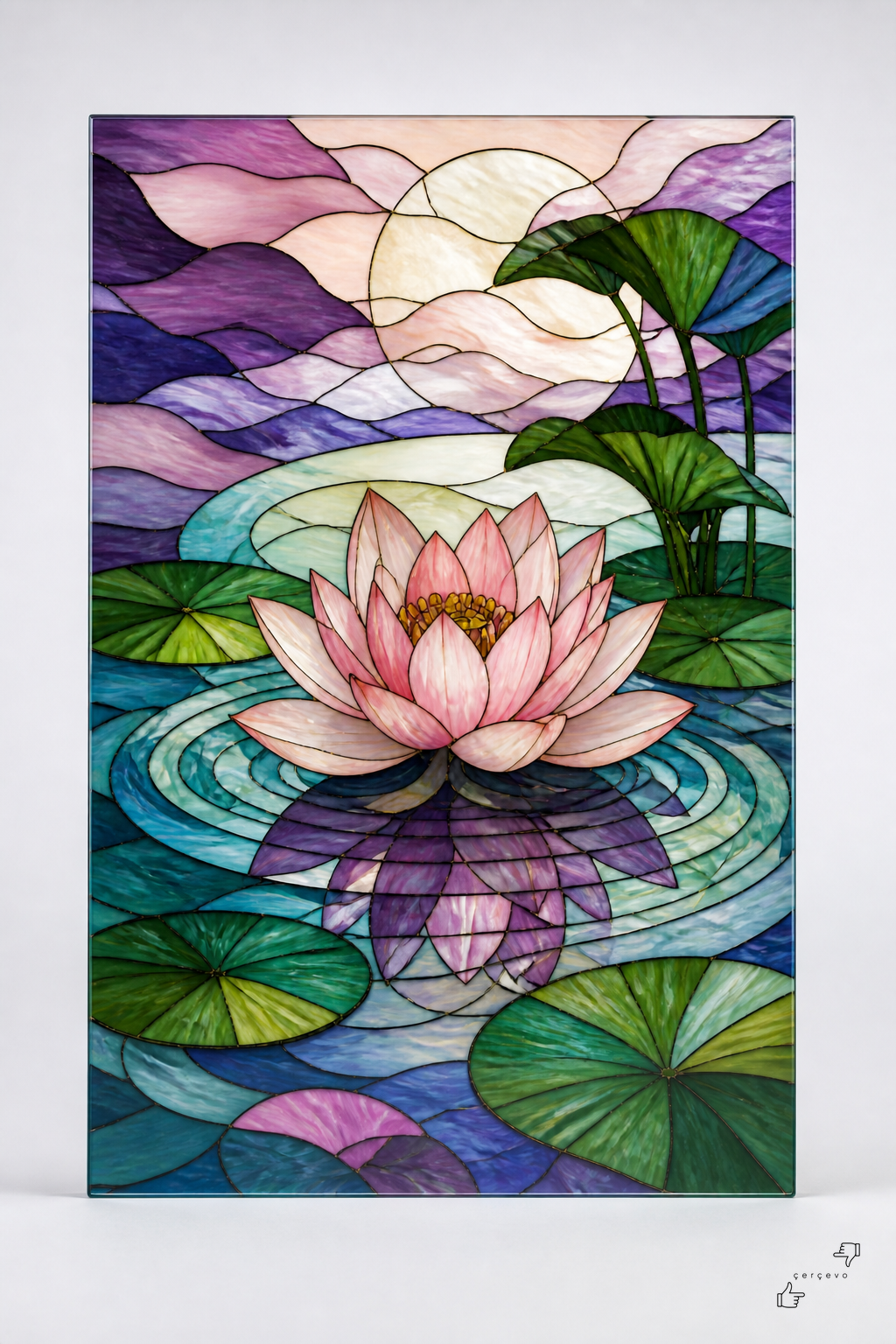Lotus Sessizliği — vitray cam tablo