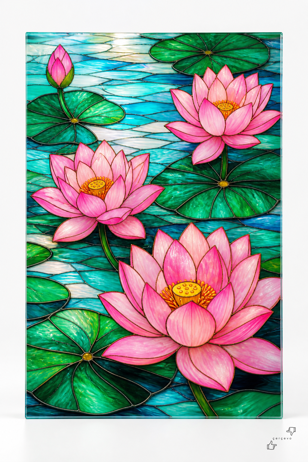Pembe Lotus — vitray cam tablo