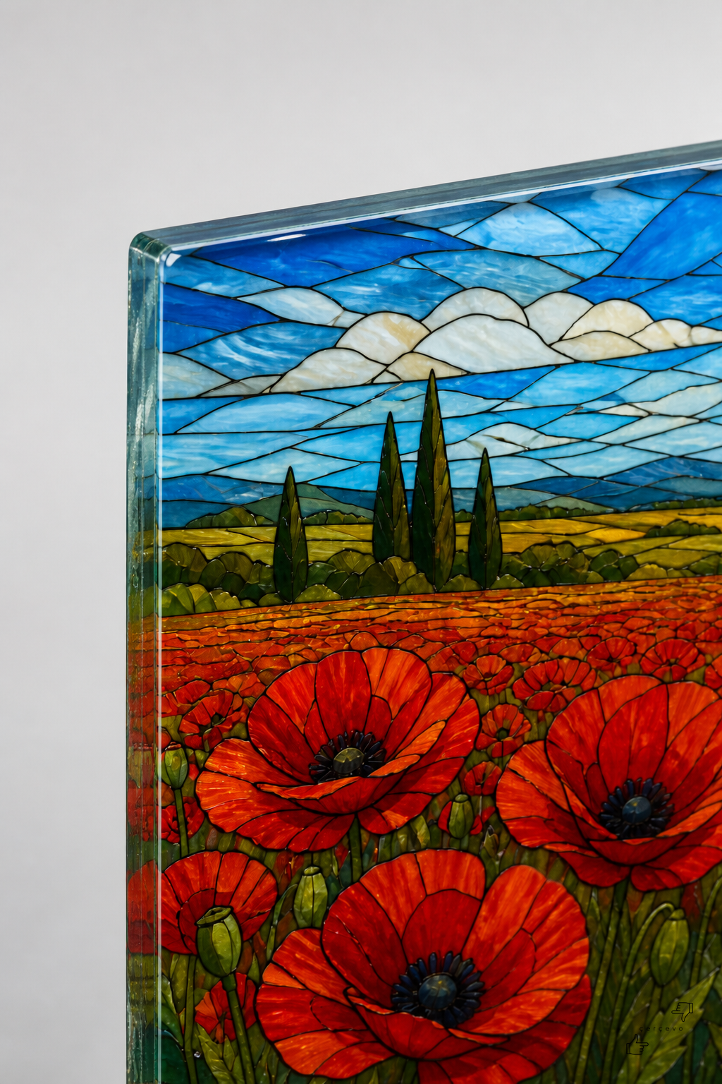 Gelincik Tarlası — Cam Tablo — vitray cam tablo