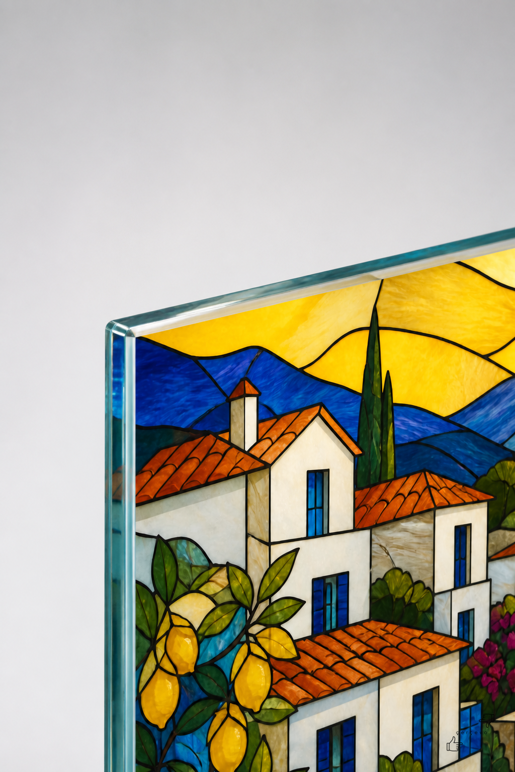 Kıyıdaki Evler — Cam Tablo — vitray cam tablo
