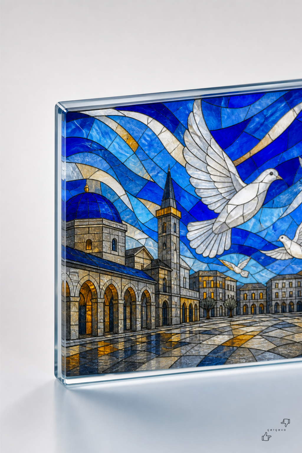 Güvercinler Meydanı — Cam Tablo — vitray cam tablo
