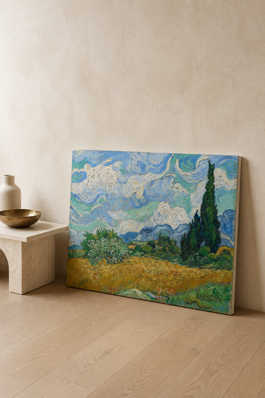 Wheat Field with Cypresses — mekânda duvara yaslı kanvas tablo
