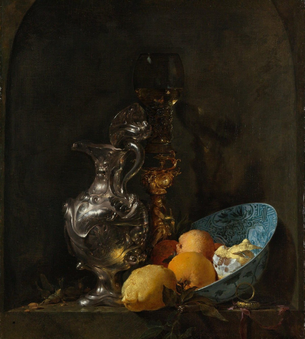 Still Life with a Silver Jug and a Porcelain Bowl — Willem Kalf, Rijksmuseum SK-A-199