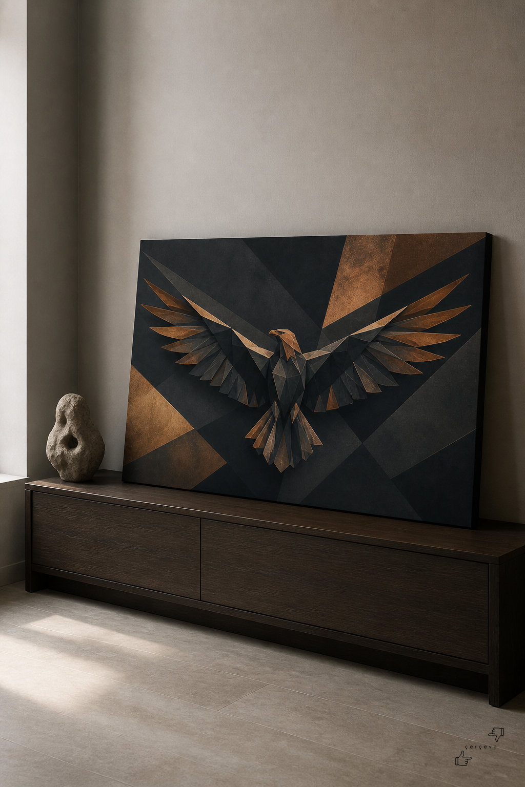 Kartal Silüeti — Geometrik Yorum Kanvas Tablo - 2