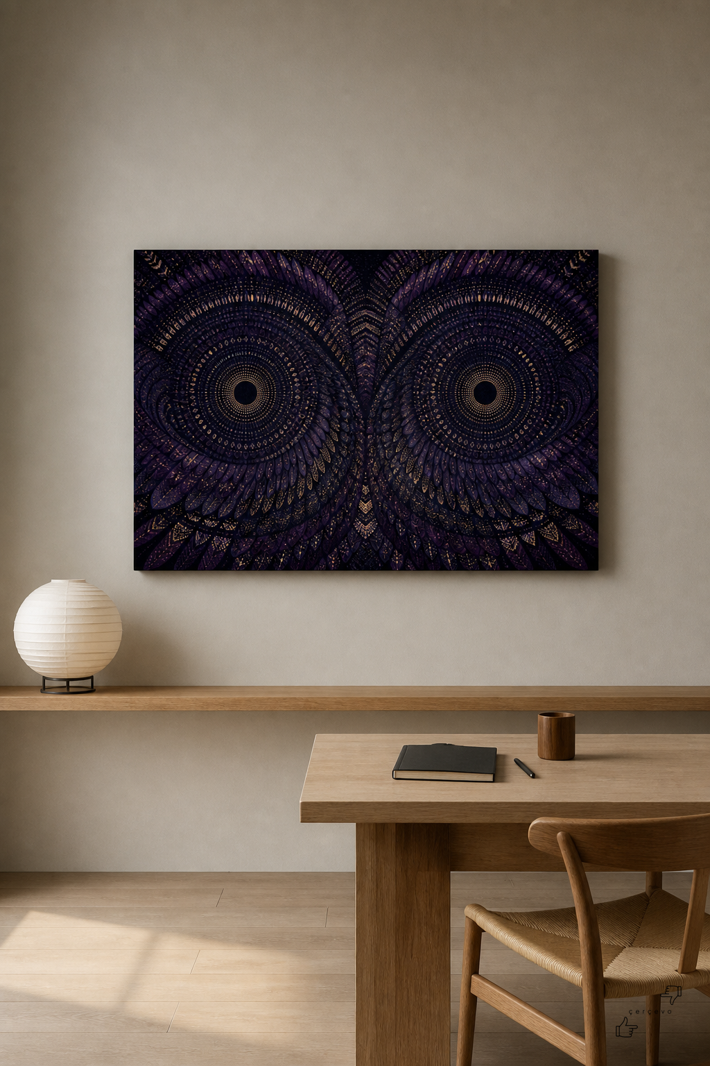 Baykuş — Gece Deseni Soyutlaması Kanvas Tablo - 1
