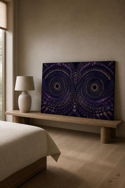 Baykuş — Gece Deseni Soyutlaması Kanvas Tablo - 2