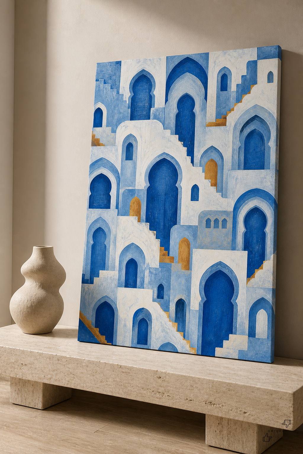 Mavi Şehir Kapı Deseni - 2