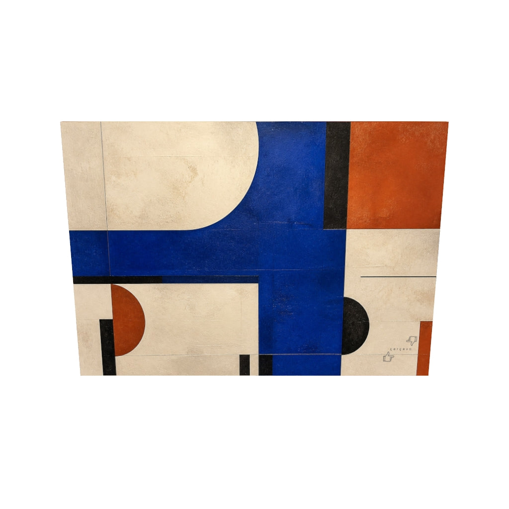 Mavi Kesit — Soyut Kontrast Kanvas Tablo — 3D onizleme