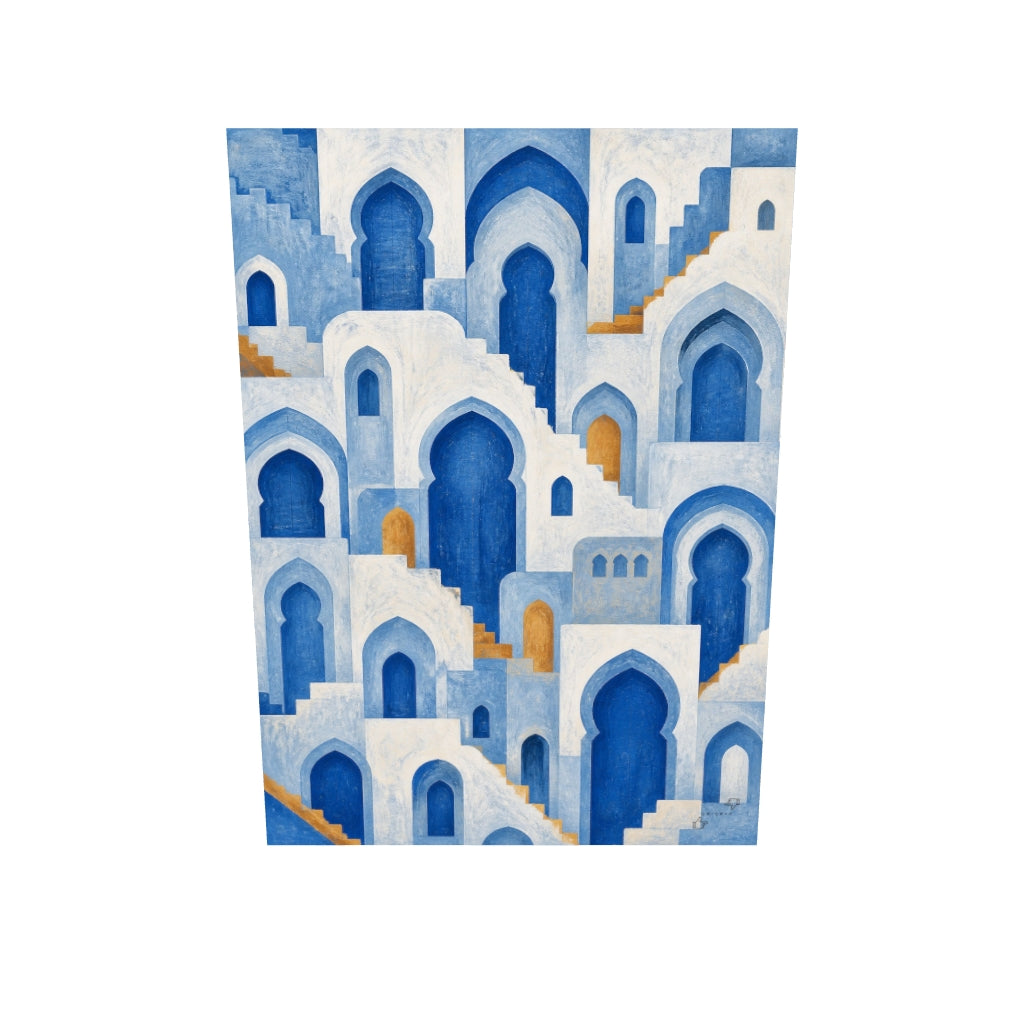 Mavi Şehir Kapı Deseni — Chefchaouen Kanvas Tablo — 3D onizleme