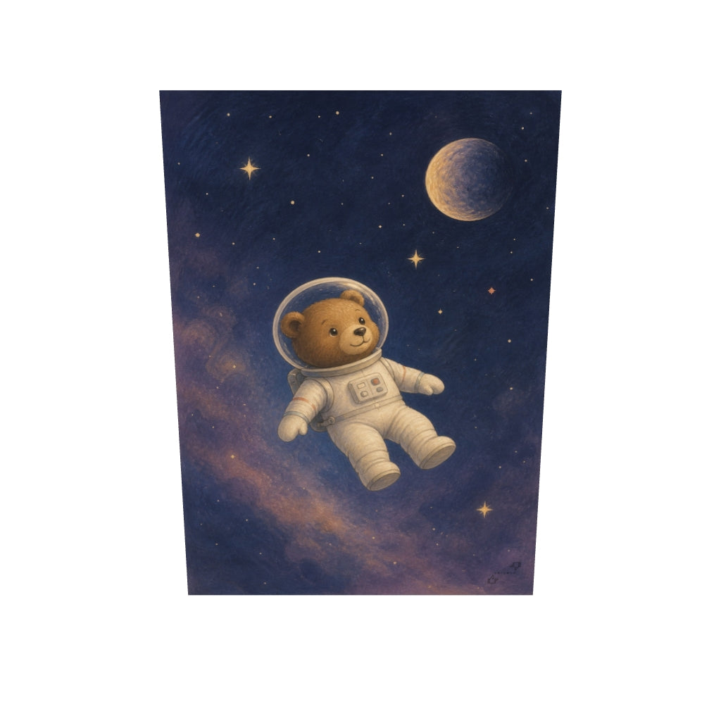 Uzayda Sevimli Astronot Ayı Kanvas Tablo — 3D onizleme