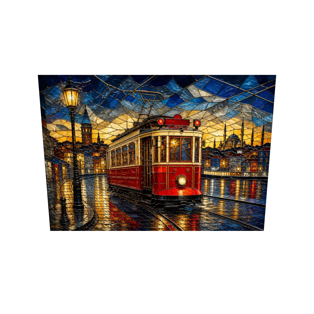 Kırmızı Tramvay — Cam Tablo — 3D onizleme