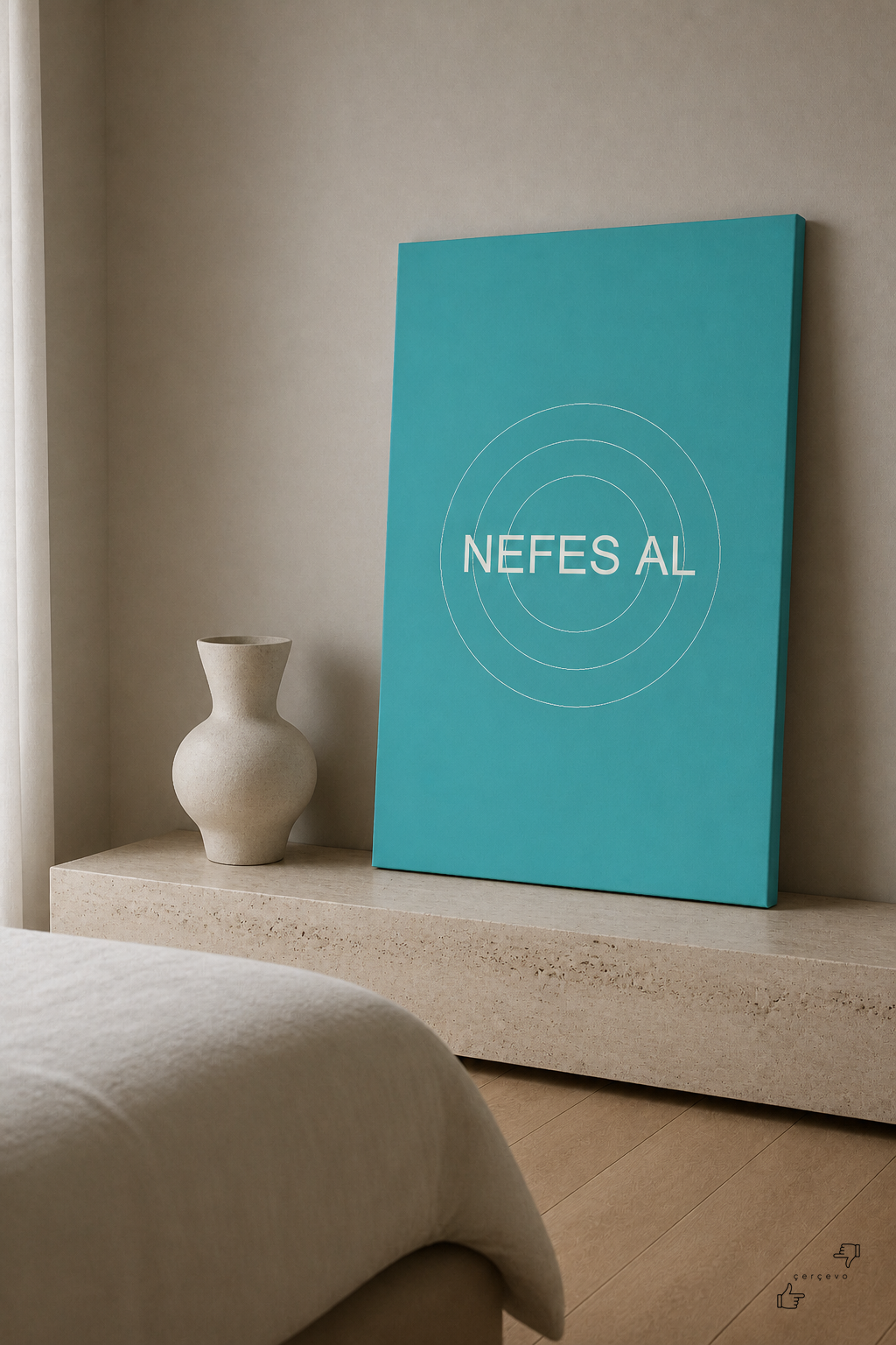 "Nefes Al" — Minimalist Tipografi Kanvas Tablo